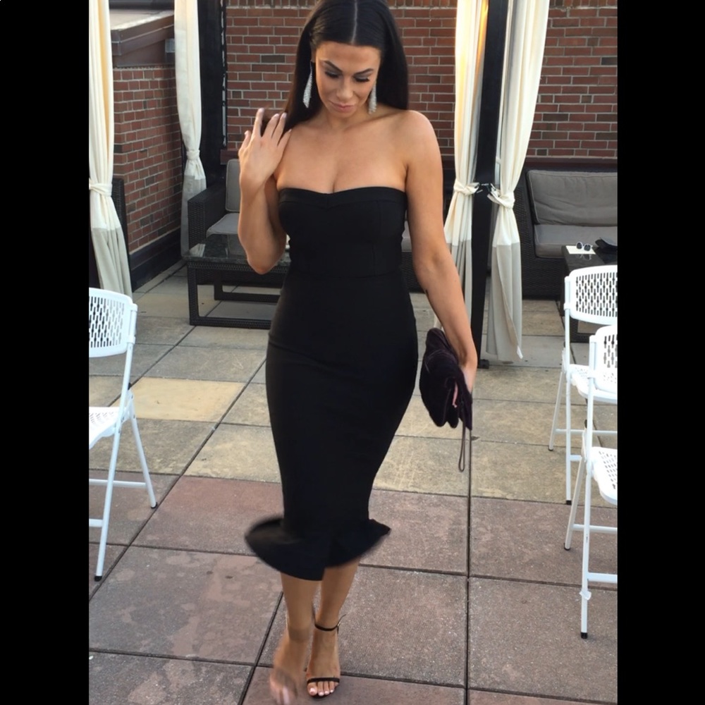 House of CB classic black midi dress w bottom flare- worn once so pretty!